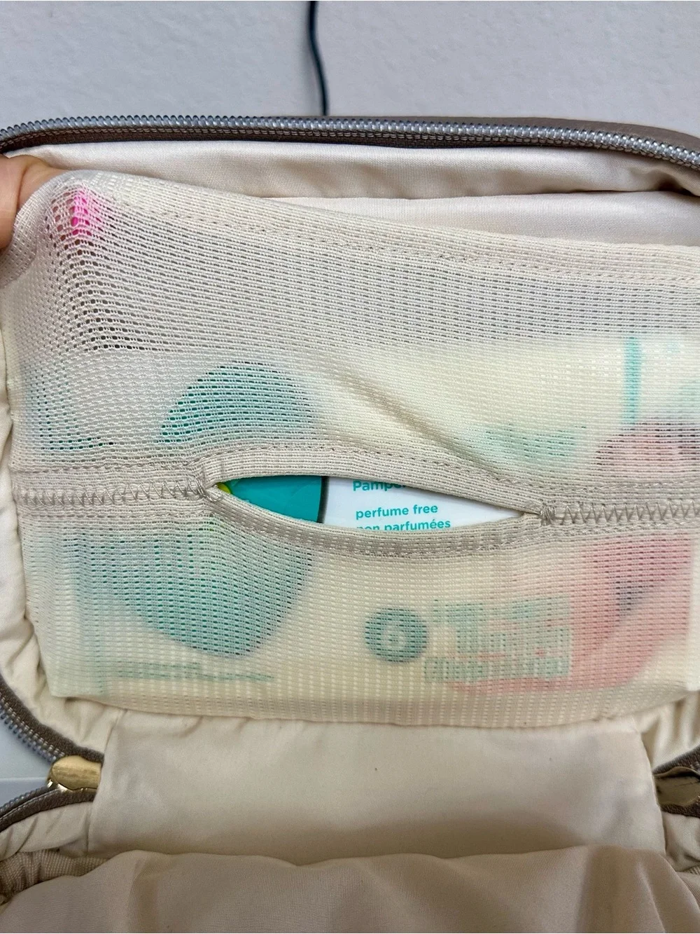 Itzy Ritzy Quilted Crossbody Bag in Taupe with Woven Strap